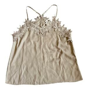 NWT Women’s Bibi Boutique Brown Embellished Lace Cami Tank Top Size Large